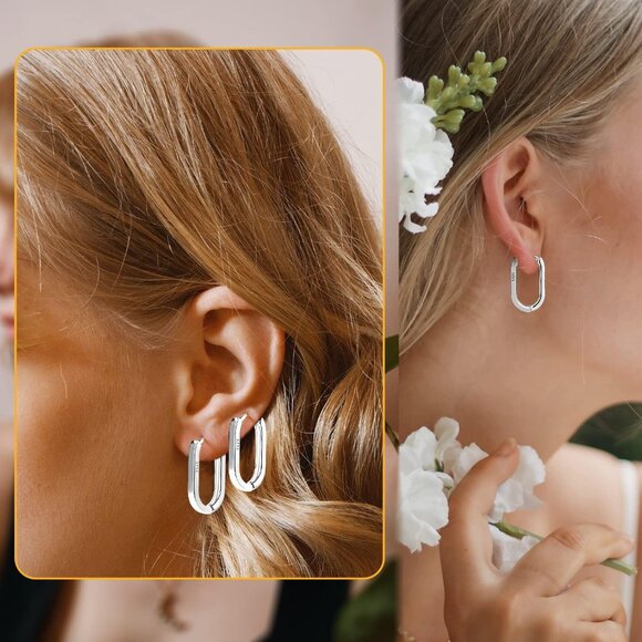 Comfortable and Stylish S925 Silver Hoop Earrings for All Occasions - 2pcs Set - Picture 6 of 7